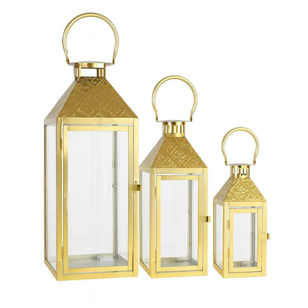 Luxury Gold Decorative Lantern Set (3 Pieces)