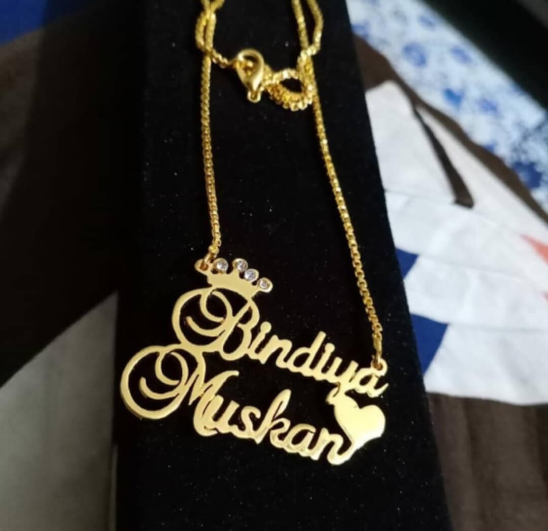 Double Name Crown Necklace